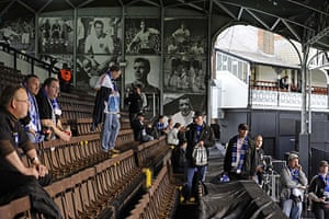 Fulham v Hamburg: Hamburg Fans take pictures inside the quaint ground