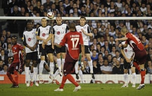 Fulham v Hamburg: Petric opens the scoring with a wonderful free-kick