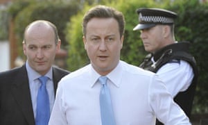David Cameron setting off from his home on 9 April 2010.