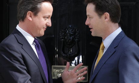 Nick Clegg and David Cameron at Downing Street.