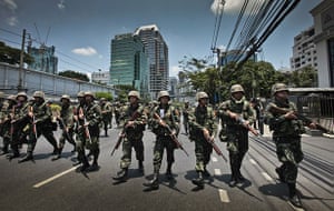 Thailand protests: Soldiers watch for anti-government snipers near Lumpini Park