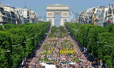 French farmers bring rural reality to Champs Elysées, France