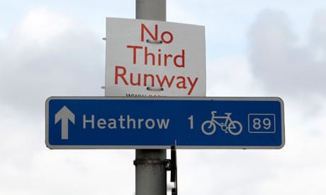 A sign protesting against the third runway at  Heathrow airport