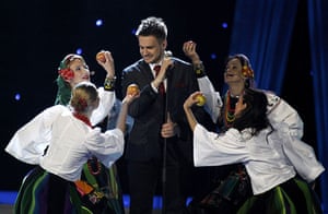 Eurovision semi one: Marcin Mrozinski from Poland performs his song Legenda