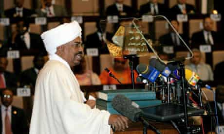 Sudanese President Omar al-Bashir makes a speech