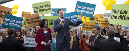 Campaigning with Clegg: Nick Clegg and his wife during the last day of campaigning in Eastbourne