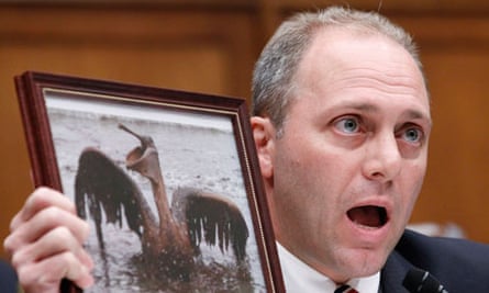 Steve Scalise holds a picture of a pelican