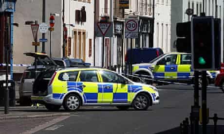 Police at the scene of a shooting in Whitehaven, Cumbria