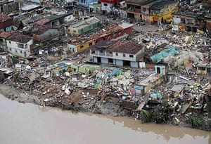 Brazil floods: An aerial view of a flooded area of Barreiros city