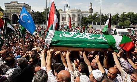 The funeral of one of the Turkish victims of the Gaza flotilla raid