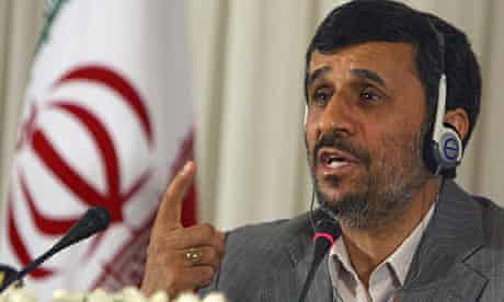 Mahmoud Ahmadinejad at a news conference in Istanbul