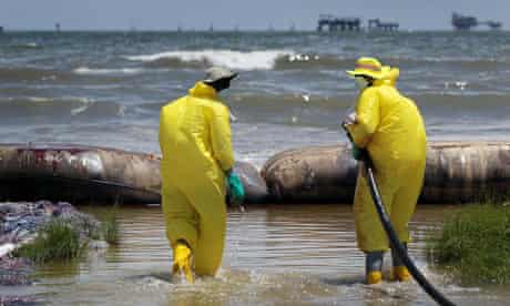 Polluted beach, Port Fourchon, Louisiana