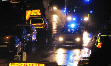 Police car escorts ambulance out of Rothbury