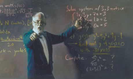 Maths teacher at a blackboard