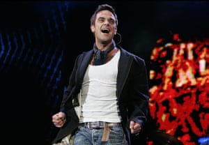 Take That: Robbie Williams performs at Live 8 in Hyde Park, London, 2005
