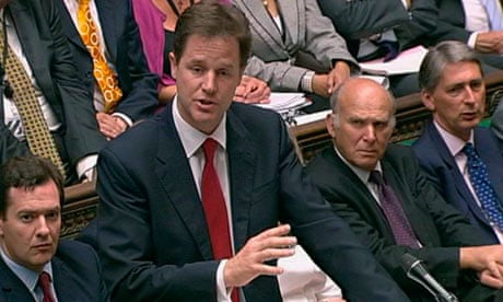 deputy Prime Ministe Nick Clegg during Prime Ministers Questions in London