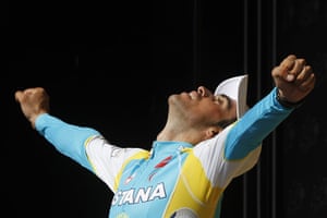 Tour de France time trial: Alberto Contador celebrates his victory