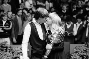 Alex Higgins: 1983: Alex Higgins celebrates with his wife Lynn