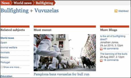 An obscure tag combiner page: Bullfighting plus Vuvuzelas