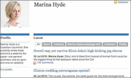Marina Hyde's guardian.co.uk profile page