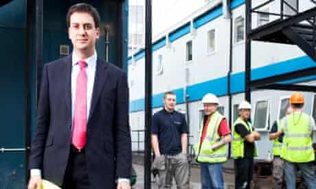 Ed Miliband visits the new Media City construction site in Salford on 17 August 2010.