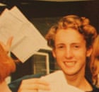 Paul Owen (second left) receives his GCSE results in 1995.