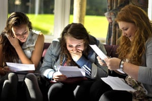 GCSE Results Released: Girls react as they open GCSE results at Badminton Girls School, Bristo