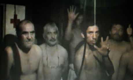 Some of the Chilean miners pictured in the video in which they spoke to their families