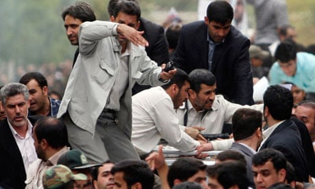 An explosion near Mahmoud Ahmadinejad in Hamadan, Iran
