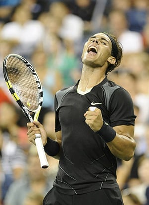 sport: Spanish tennis player Rafael Nadal react