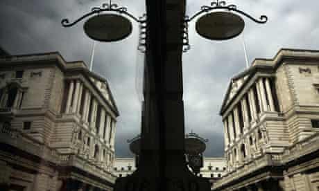 Bank of England seen through shop window