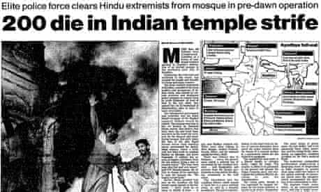 Article on the mosque in Ayodhya from The Guardian, 8 December 1992.