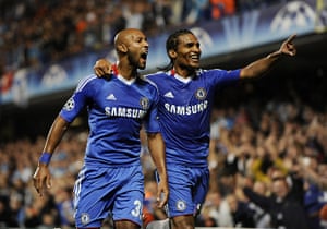 Champions League: Nicolas Anelka celebrates with Florent Malouda after scoring Chelsea's 2nd