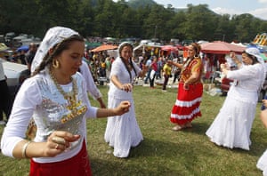 Roma celebrations: Roma women dance to celebrate the birthday of St Mary