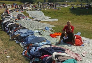 Roma celebrations: A Roma woman sells second-hand clothes 