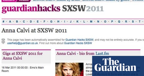 How We Created Our Sxsw Music Listings Pages Guardian Hacks Sxsw