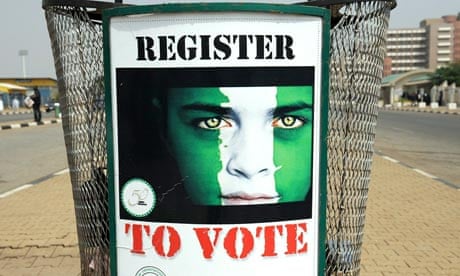 A poster reading 'Register to vote' is d
