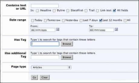 The batch tagging tool within the gurdian.co.uk CMS