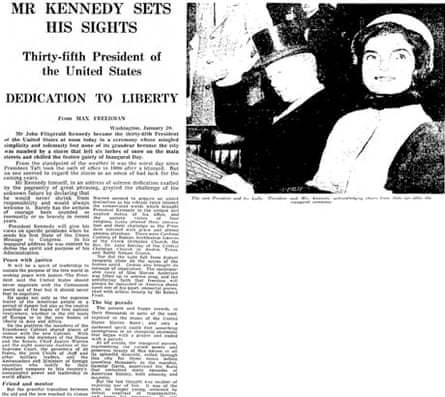 Guardian article from the day after JFK's inauguration 1961