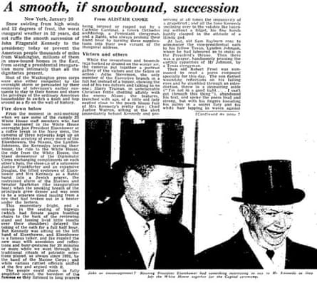 Guardian article from the day after JFK's inauguration 1961