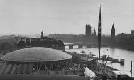 The South Bank during the Festival of Britain, with Skylon on the right
