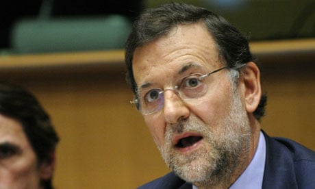 Mariano Rajoy, (R), leader of the Spanis