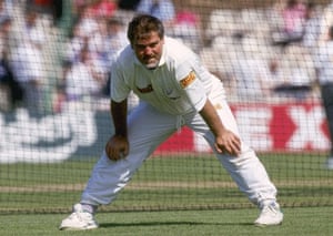 Fat Cricketers: Mike Gatting of England fields during the first test against Australia