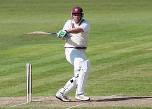 Fat Cricketers: Ian Blackwell of Somerset hits out to the boundary 
