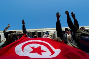 Tunisia Protests: Protesters demonstrate outside Prime Minister's office in Tunis