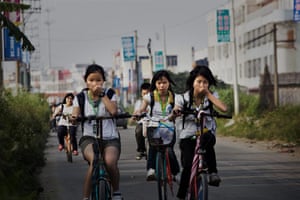 Industrial pollution: Students in Gurao, Shantou, Guangdong, China