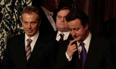 Tony Blair and David Cameron during the state opening of parliament, 2006.  