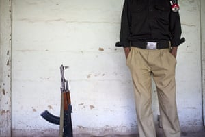 Kalash valley, Pakistan: Policeman accompanying a western visitor to the Kalash valleys