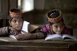 Kalash valley, Pakistan: Kalash girls at a government school in their mountain homeland