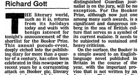 Richard Gott rails against the Booker prize in 1994